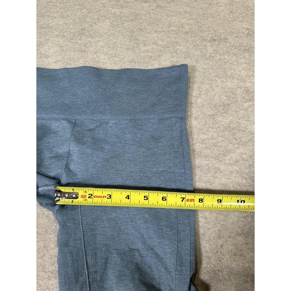 Lululemon Leggings Womens 8 Blue Capri High Rise Ruched Textured Yoga Athletic - Picture 12 of 15